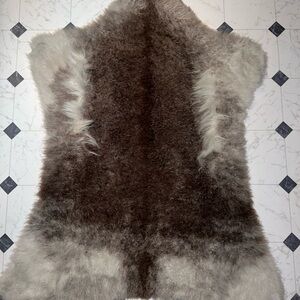 Brown and White Sheepskin Rug